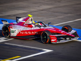 Monoplaza Nissan Fórmula E durante el campeonato mundial en México